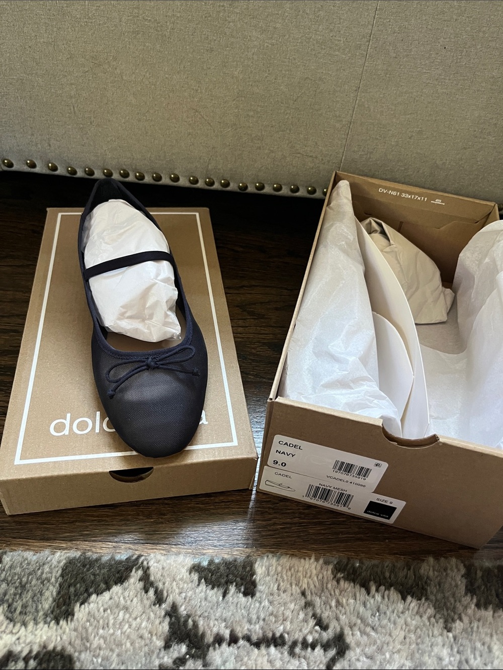 Dolce Vita Navy Ballet Flats with Bow Accent